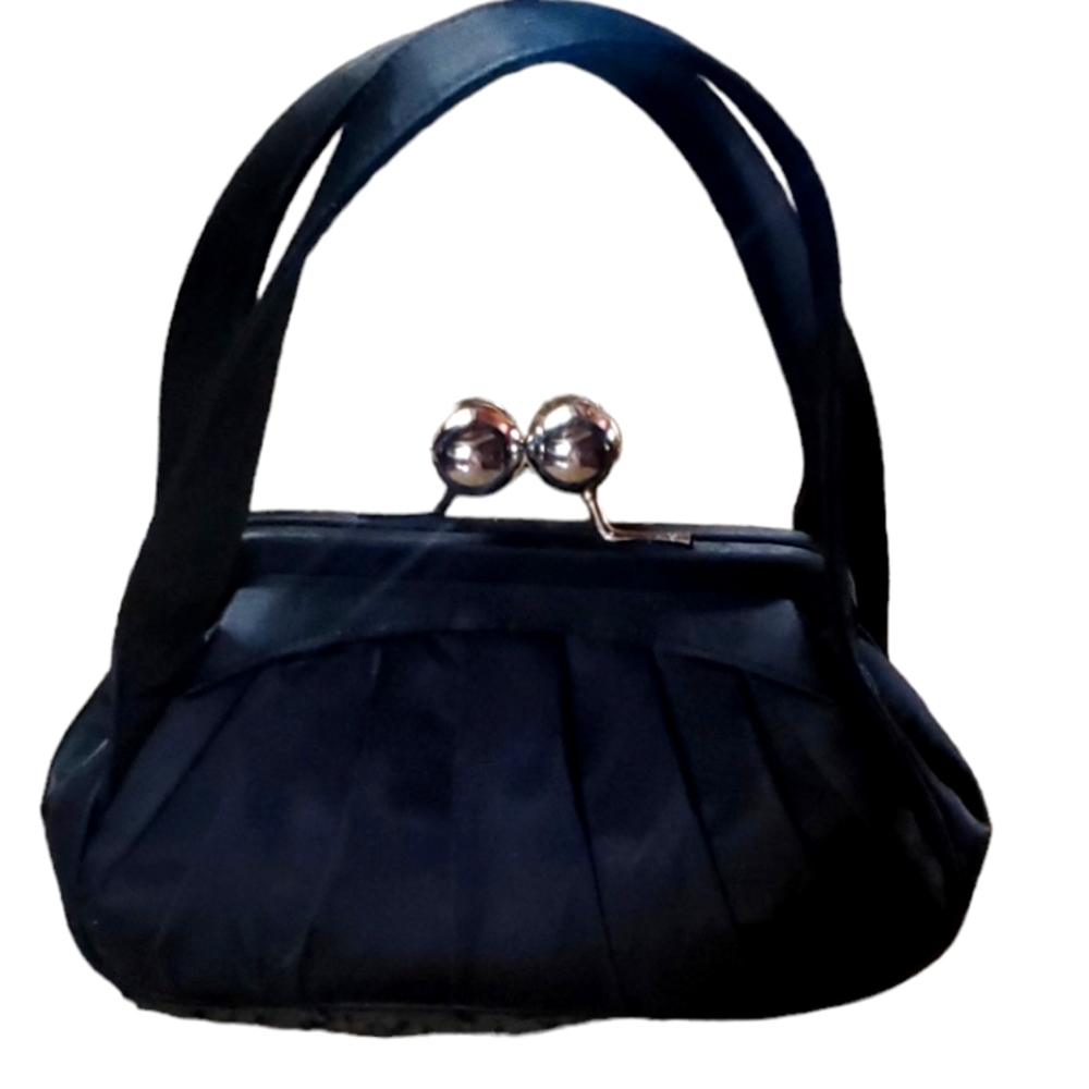METAPHOR BLACK SATIN SMALL EVENING BAG/PURSE